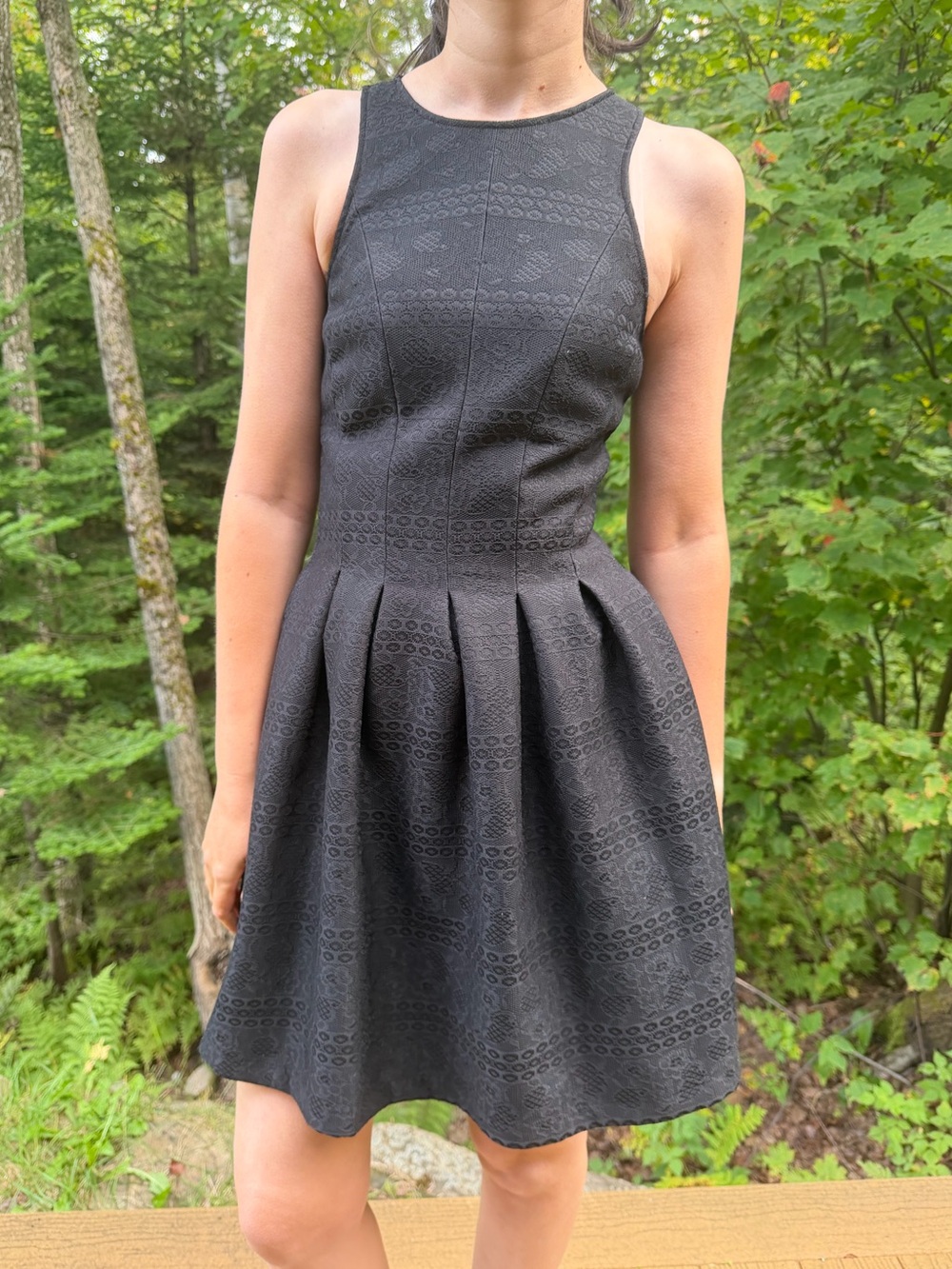Desigual Black Lace Back Pleated Mini Dress | Size S